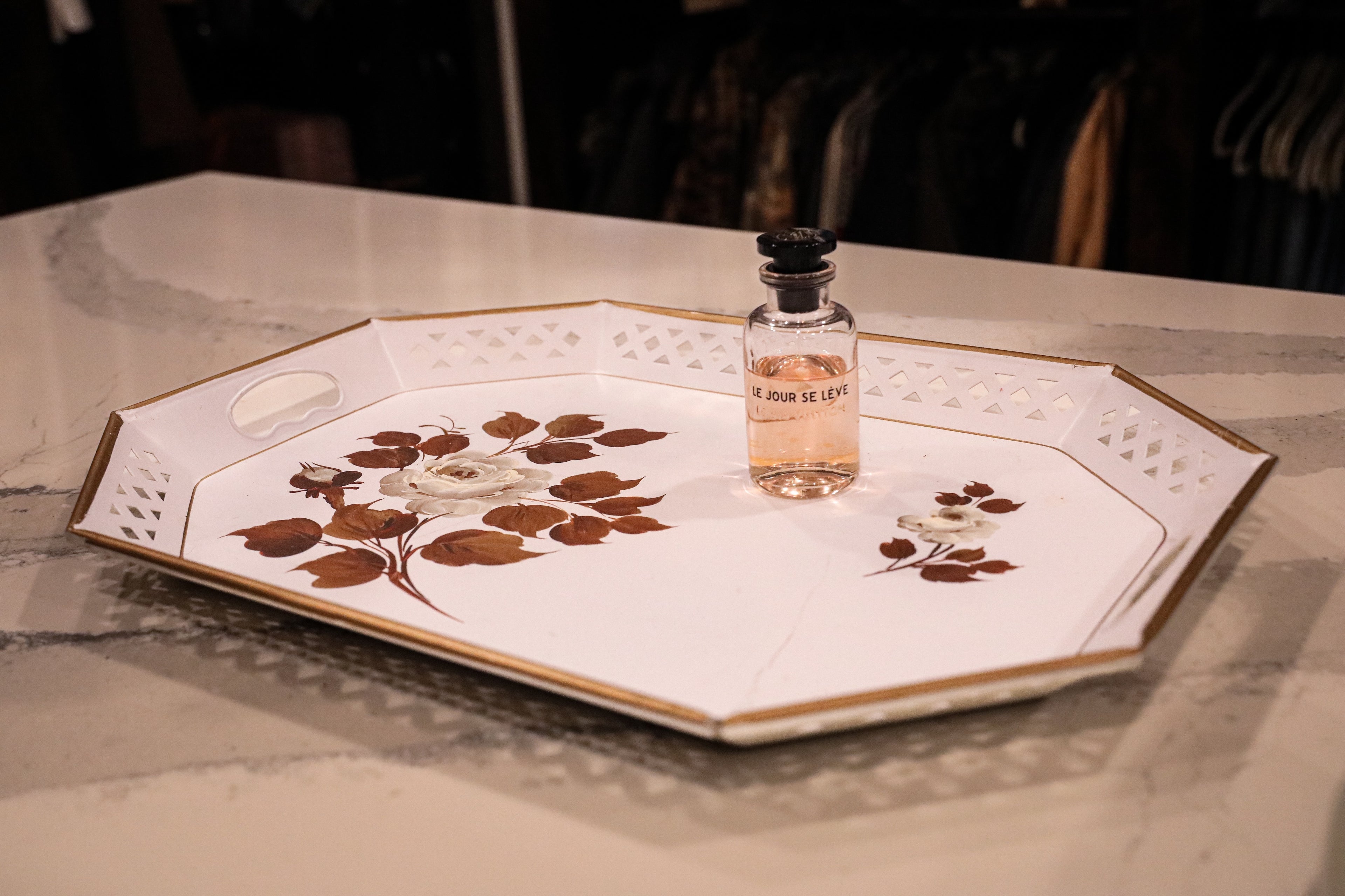 Vintage Tole- Style Metal Serving Tray